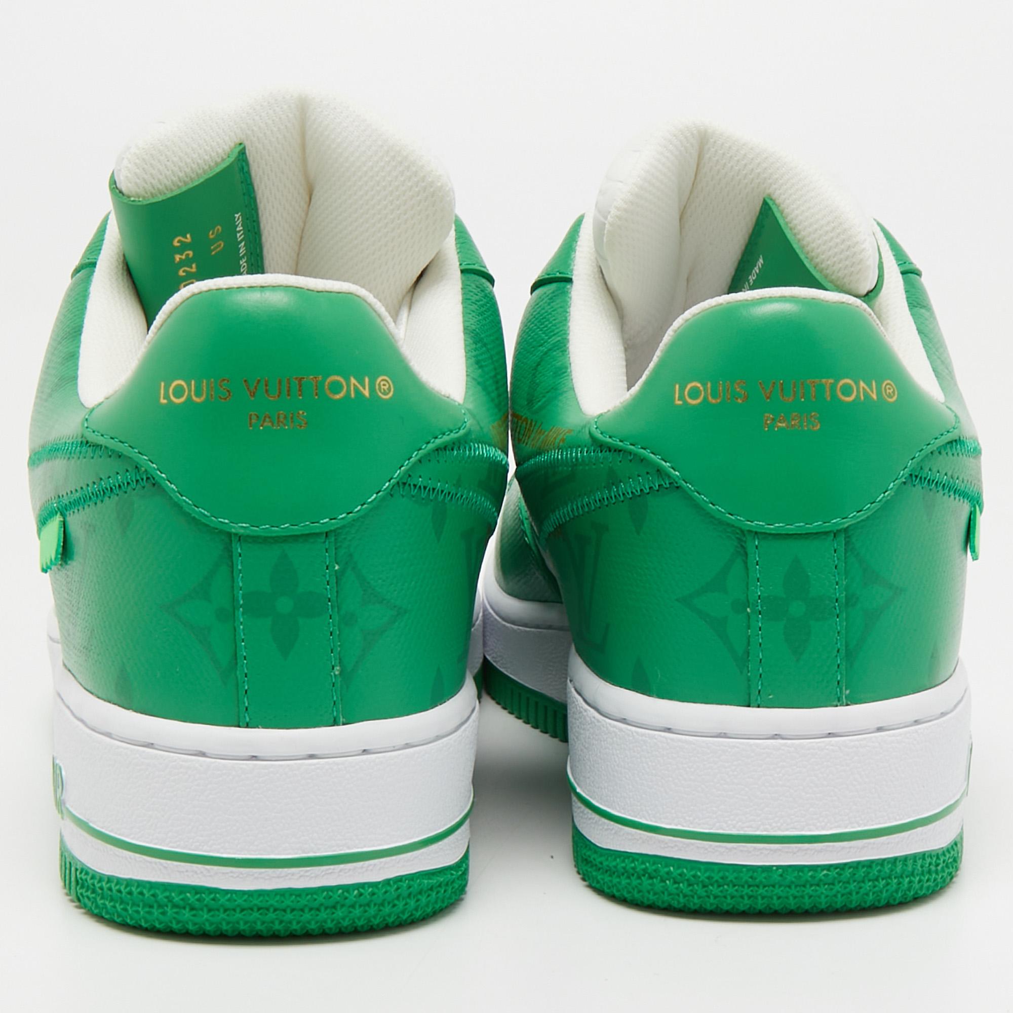 Louis Vuitton x Nike Air Force 1 Low Green Leather Sneakers Size 41 1