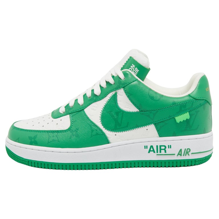 Louis Vuitton x Nike Air Force 1 Low Green Leather Sneakers Size 41 For Sale  at 1stDibs