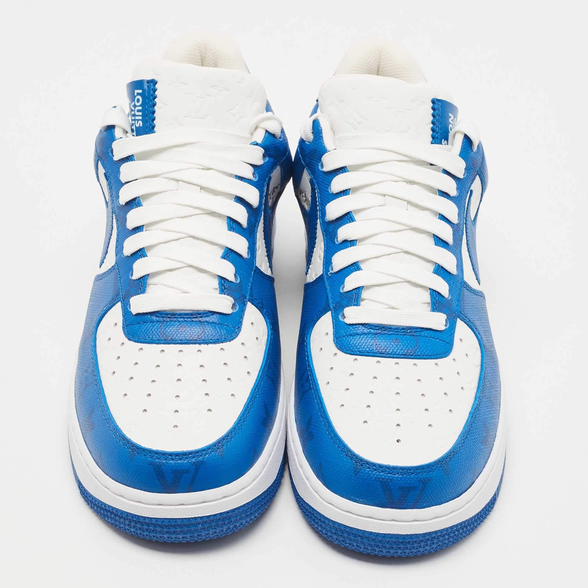 Louis Vuitton For Nike Air Force Ones Blue Shoes at 1stDibs