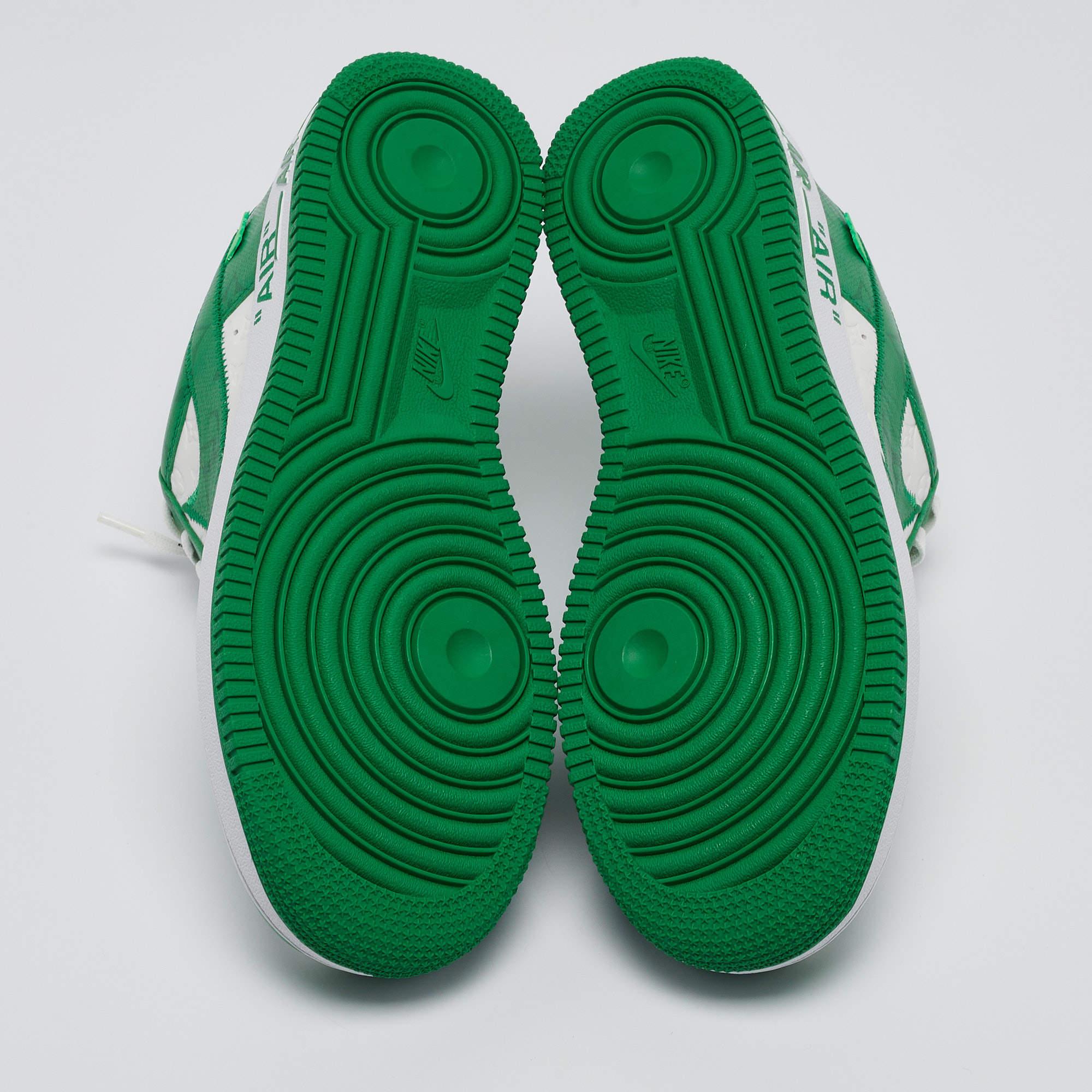 Louis Vuitton x Nike Green Monogram Canvas Leather Air Force 1 Sneakers Taglia 41 1