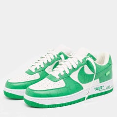 Louis Vuitton x Nike Green Monogram Canvas Leather Air Force 1 Sneakers Size 42