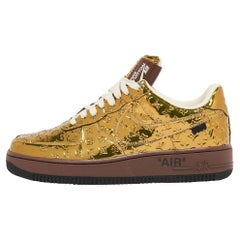 Louis Vuitton x Nike Metallic Gold Monogram Leather Air Force 1 Sneakers Size 41