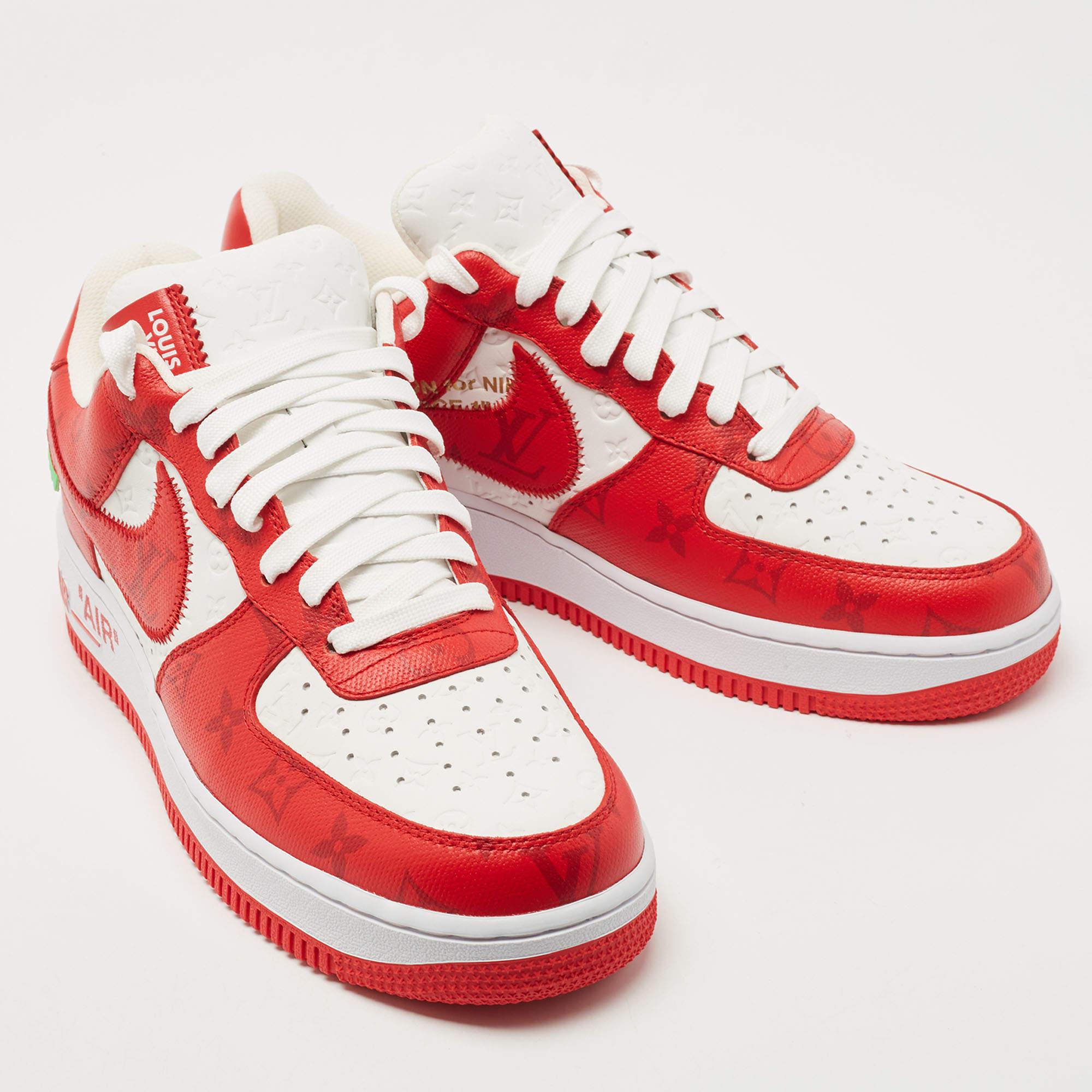 Louis Vuitton x Nike Red/White Monogram Canvas Air Force 1 Sneakers Size 41 1