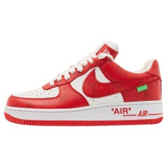 Louis Vuitton x Nike Red/White Monogram Canvas Air Force 1 Sneakers Size 41