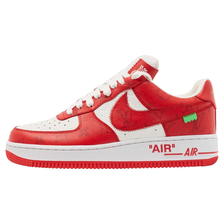 Louis Vuitton x Nike Red/White Monogram Canvas Air Force 1 Sneakers Size 41  For Sale at 1stDibs