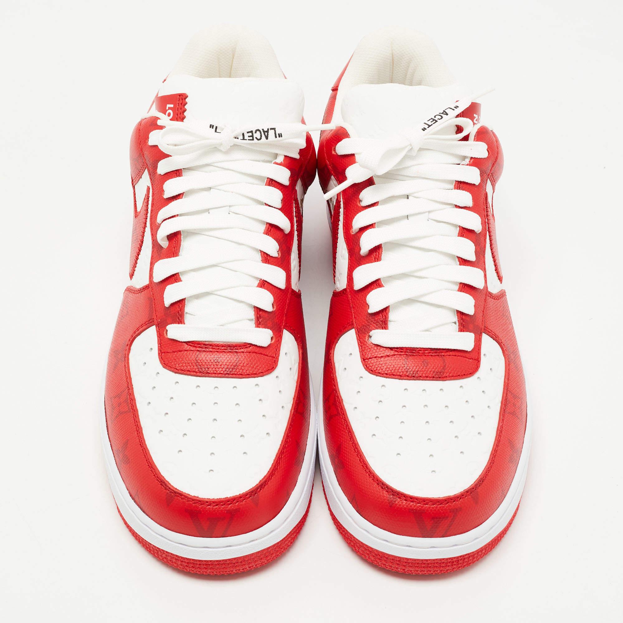 Louis Vuitton x Nike Red/White Monogram Canvas and Leather Air Force 1  Sneakers Size 41 Louis Vuitton
