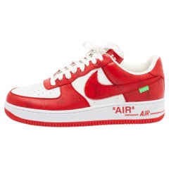 Louis Vuitton x Nike Red/White Monogram Canvas Air Force 1 Sneakers Size 43