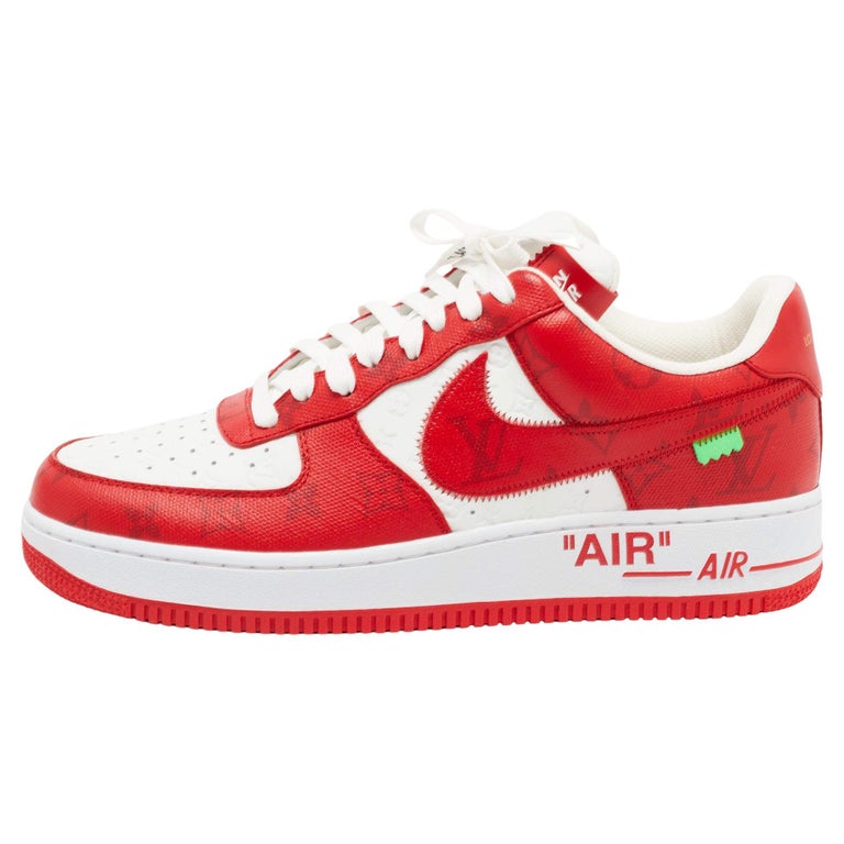 Louis Vuitton x Nike Red/White Monogram Canvas Air Force 1 Sneakers Size 43  For Sale at 1stDibs