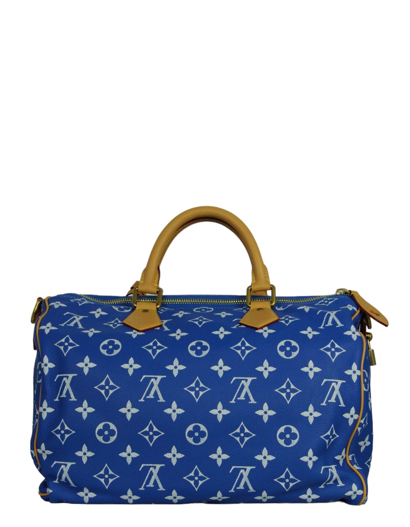 Louis Vuitton x Pharrell Blue Soft Calfskin Monogram Speedy P9 Bandouliere 40 1