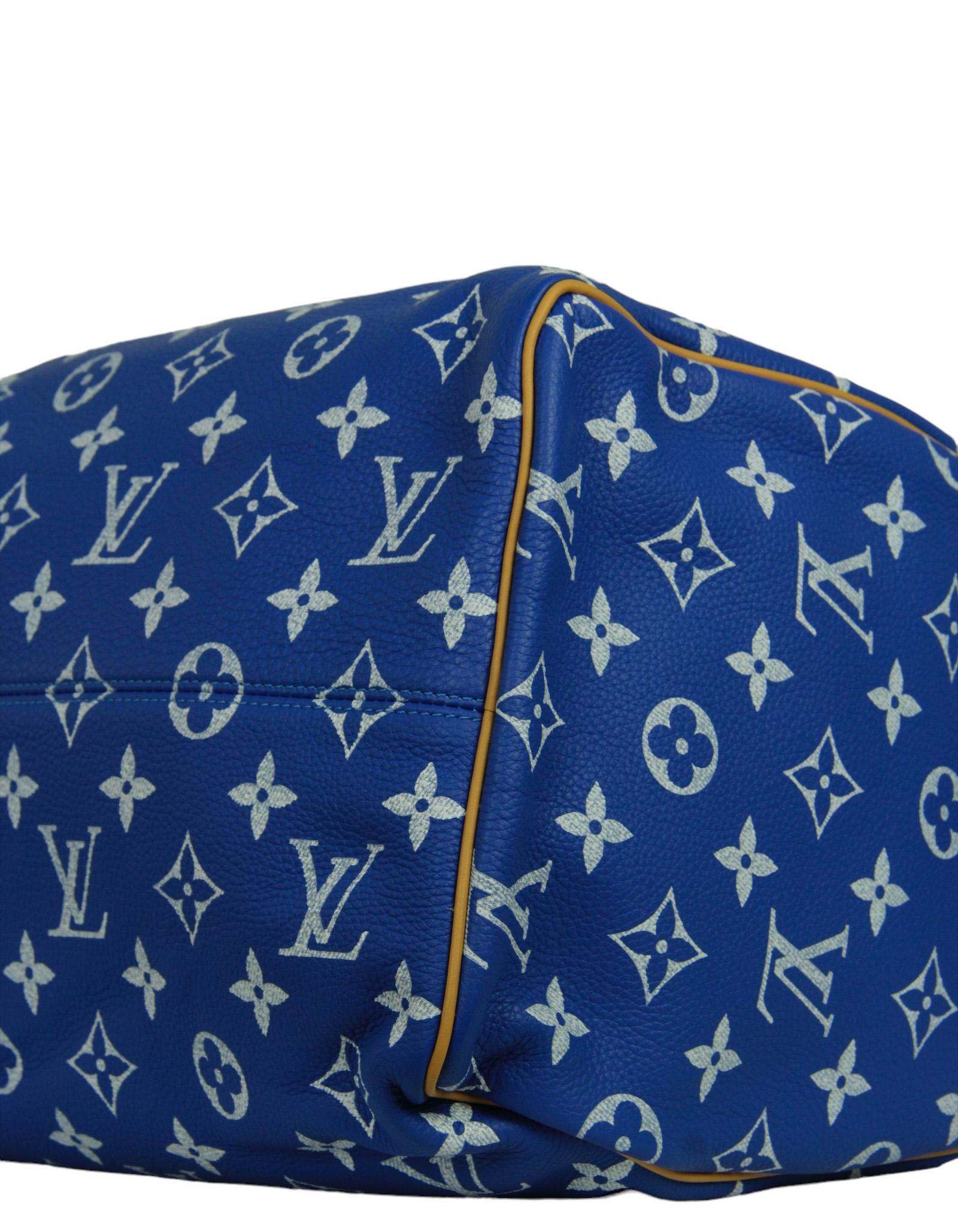 Louis Vuitton x Pharrell Blue Soft Calfskin Monogram Speedy P9 Bandouliere 40 2