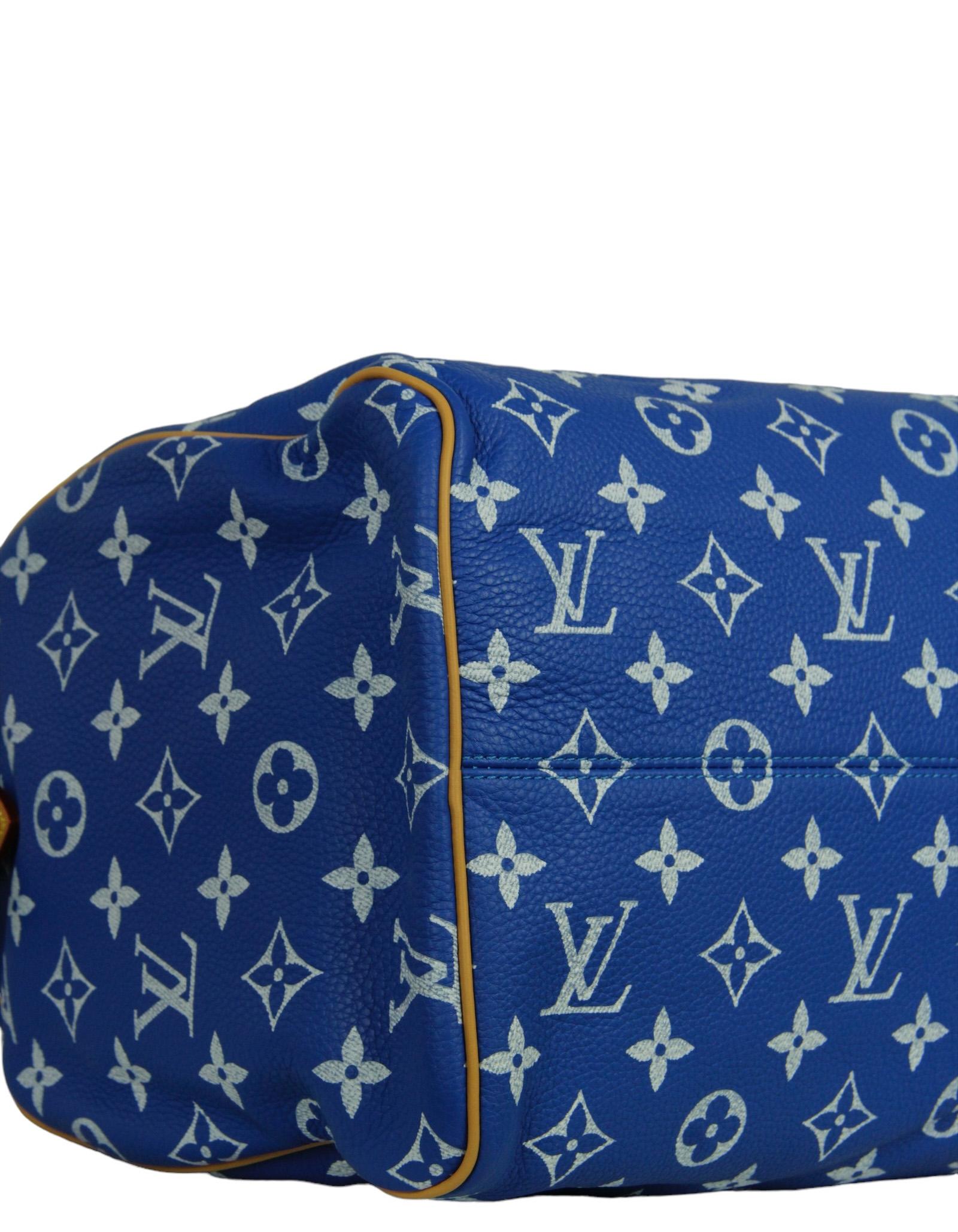 Louis Vuitton x Pharrell Blue Soft Calfskin Monogram Speedy P9 Bandouliere 40 3