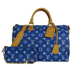 Louis Vuitton x Pharrell Blue Soft Calfskin Monogram Speedy P9 Bandouliere 40