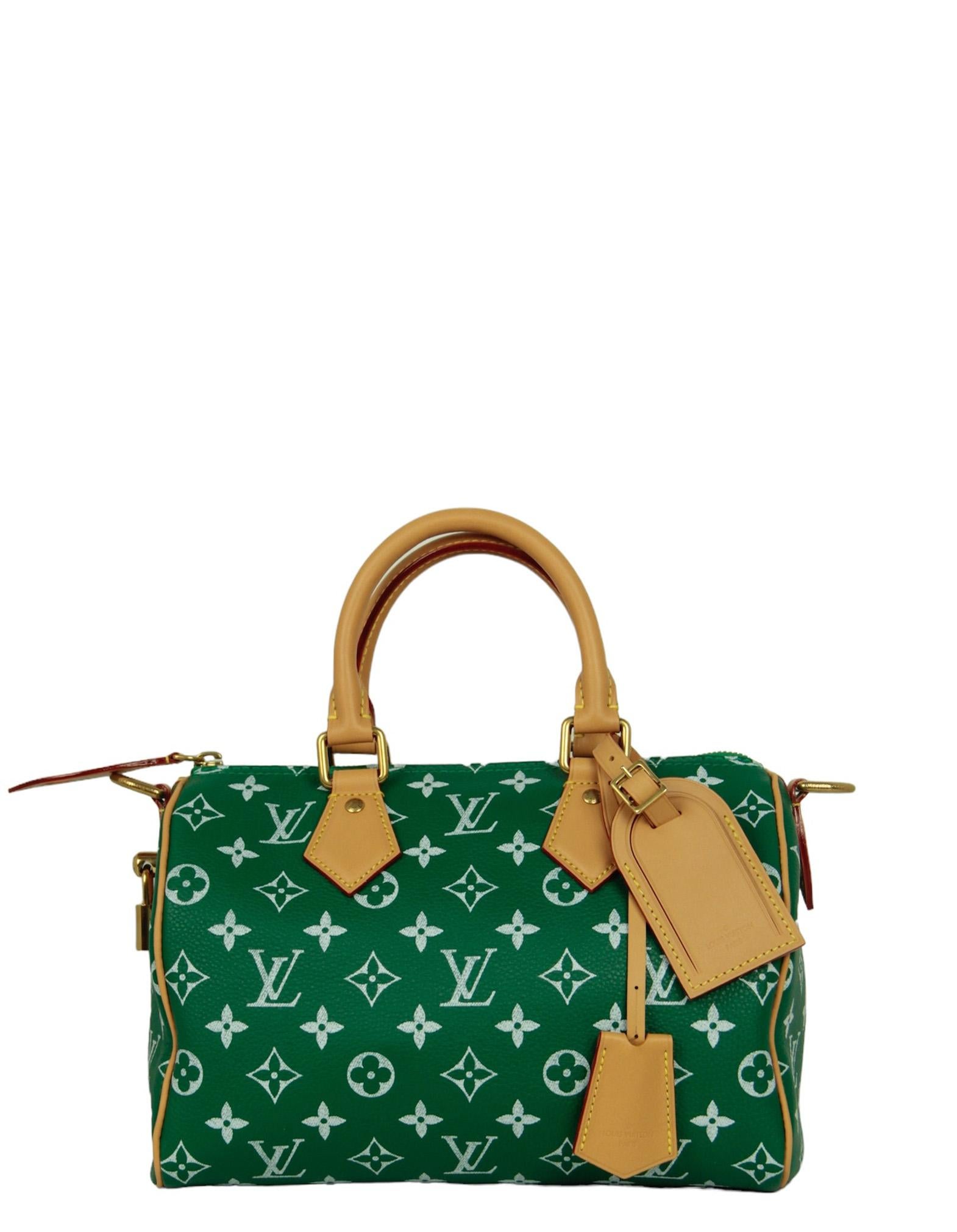 Women's or Men's Louis Vuitton x Pharrell Green Soft Calfskin Monogram Speedy P9 Bandouliere 25
