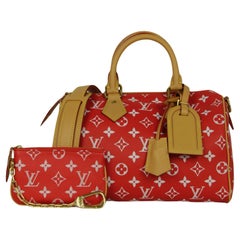 Louis Vuitton x Pharrell Rotes, weiches Kalbsleder Monogramm Speedy P9 Bandouliere 25