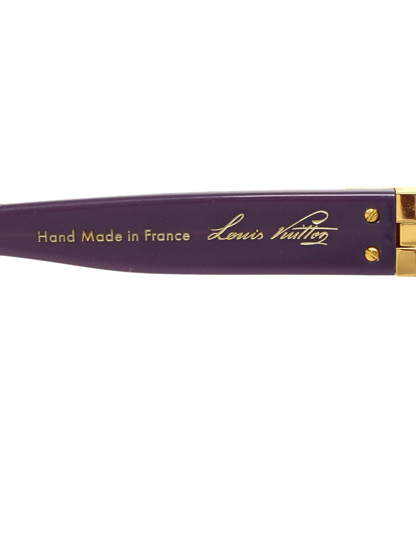 Gray Louis Vuitton x Pharrell Williams Purple Millionaire Sunglasses w/ Gold Plated