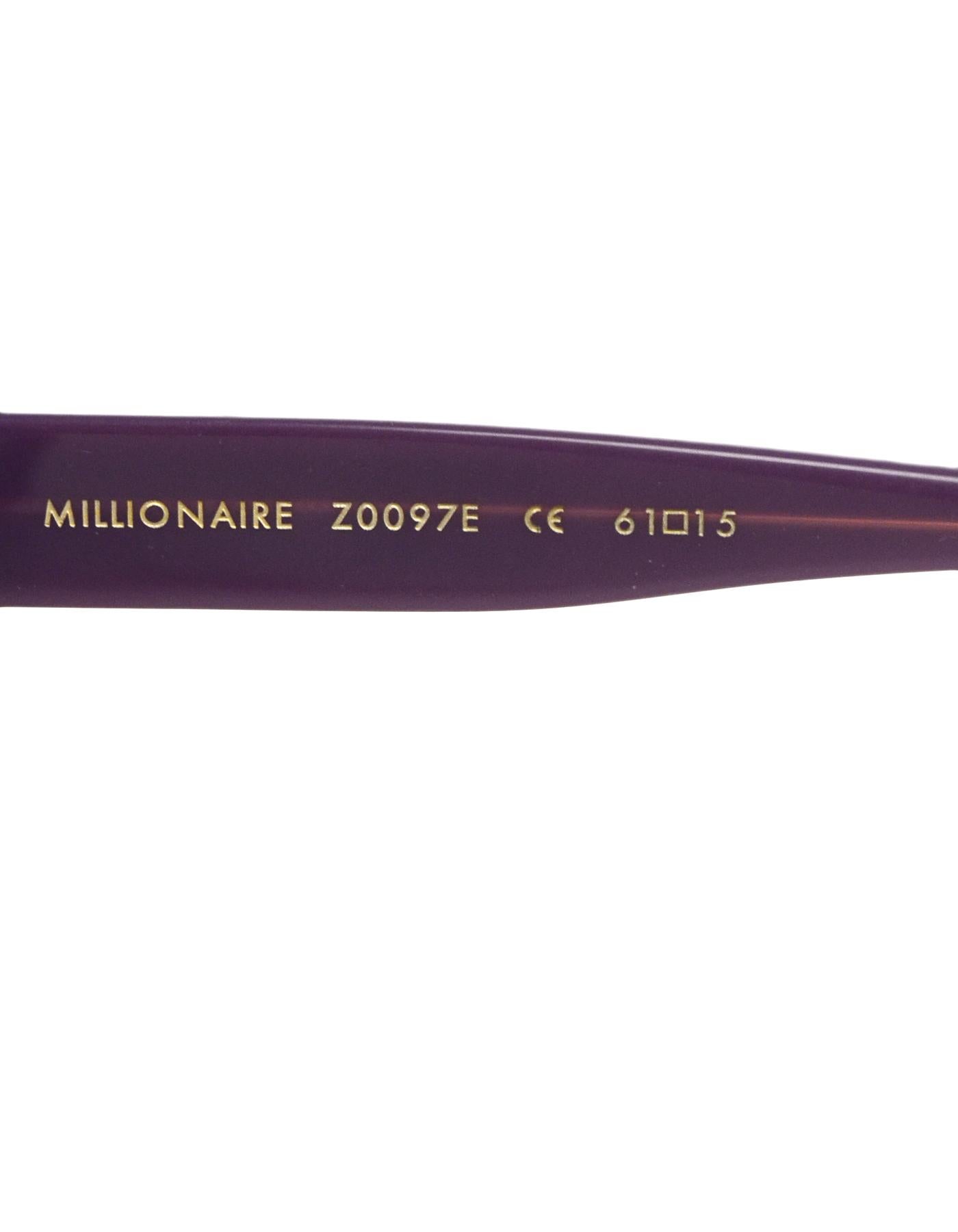 Louis Vuitton x Pharrell Williams Purple Millionaire Sunglasses w/ Gold Plated In Good Condition In New York, NY