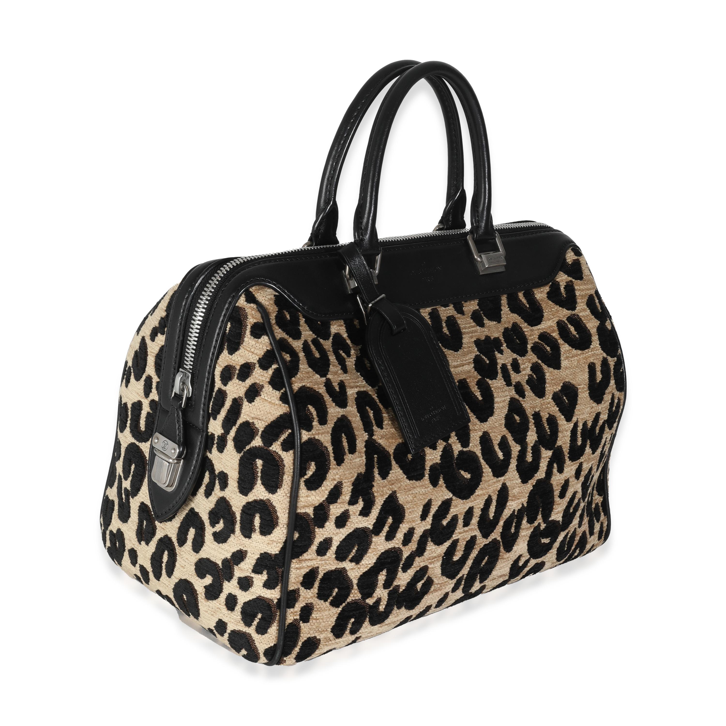 Louis Vuitton x Stephen Sprouse Schwarz Beige Samt Leopard Speedy 30 im Zustand „Hervorragend“ im Angebot in New York, NY