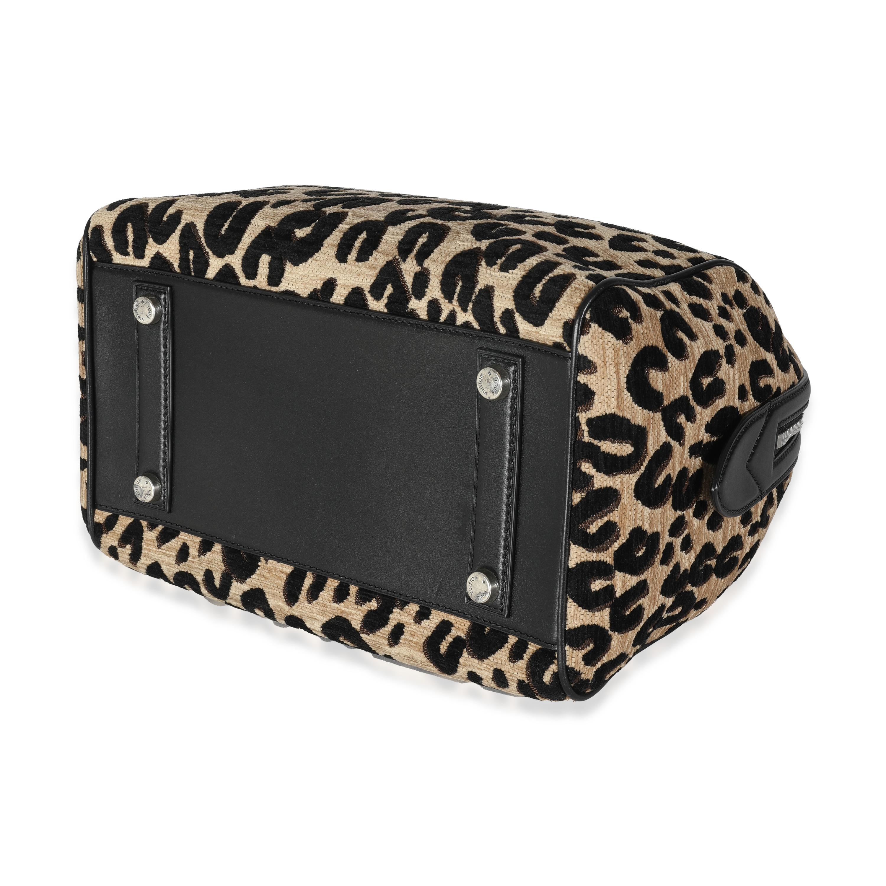 Louis Vuitton x Stephen Sprouse Schwarz Beige Samt Leopard Speedy 30 im Angebot 1