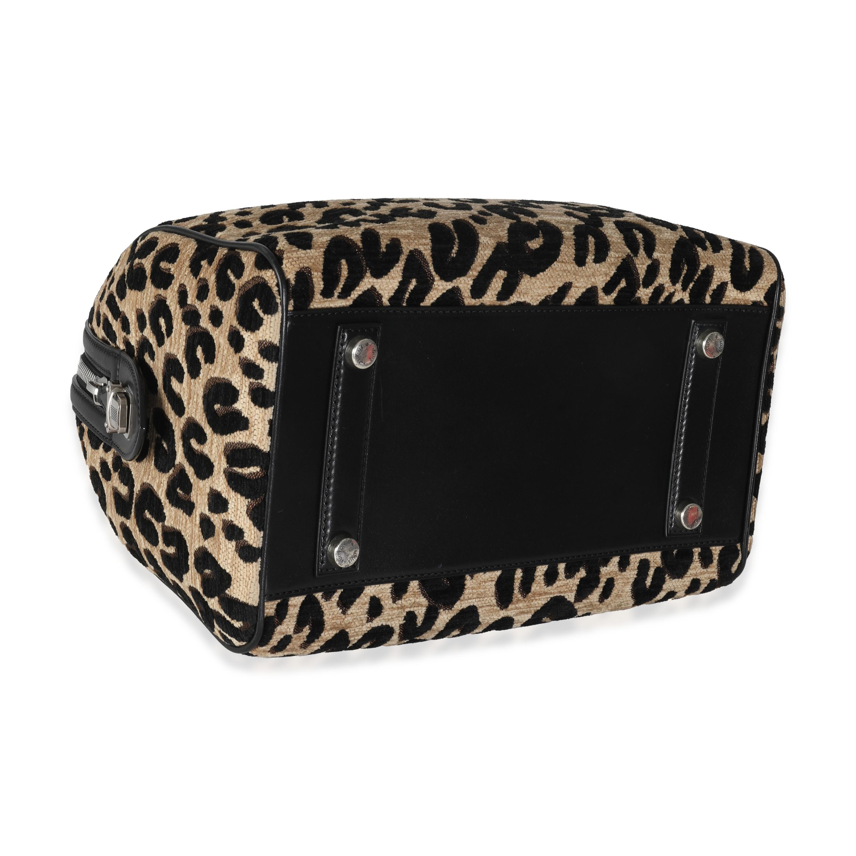 Louis Vuitton x Stephen Sprouse Schwarz Beige Samt Leopard Speedy 30 im Angebot 3