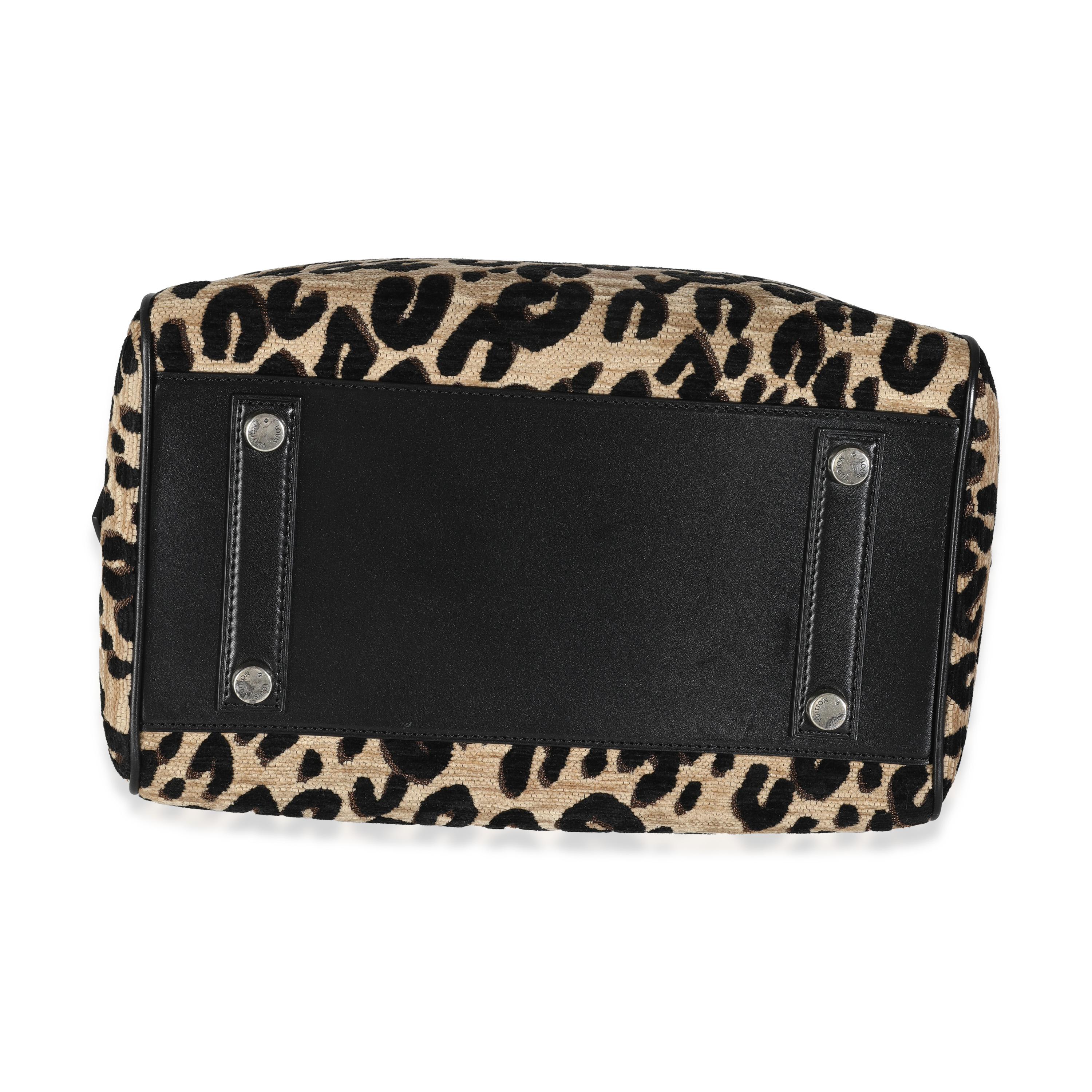 Louis Vuitton x Stephen Sprouse Schwarz Beige Samt Leopard Speedy 30 im Angebot 4