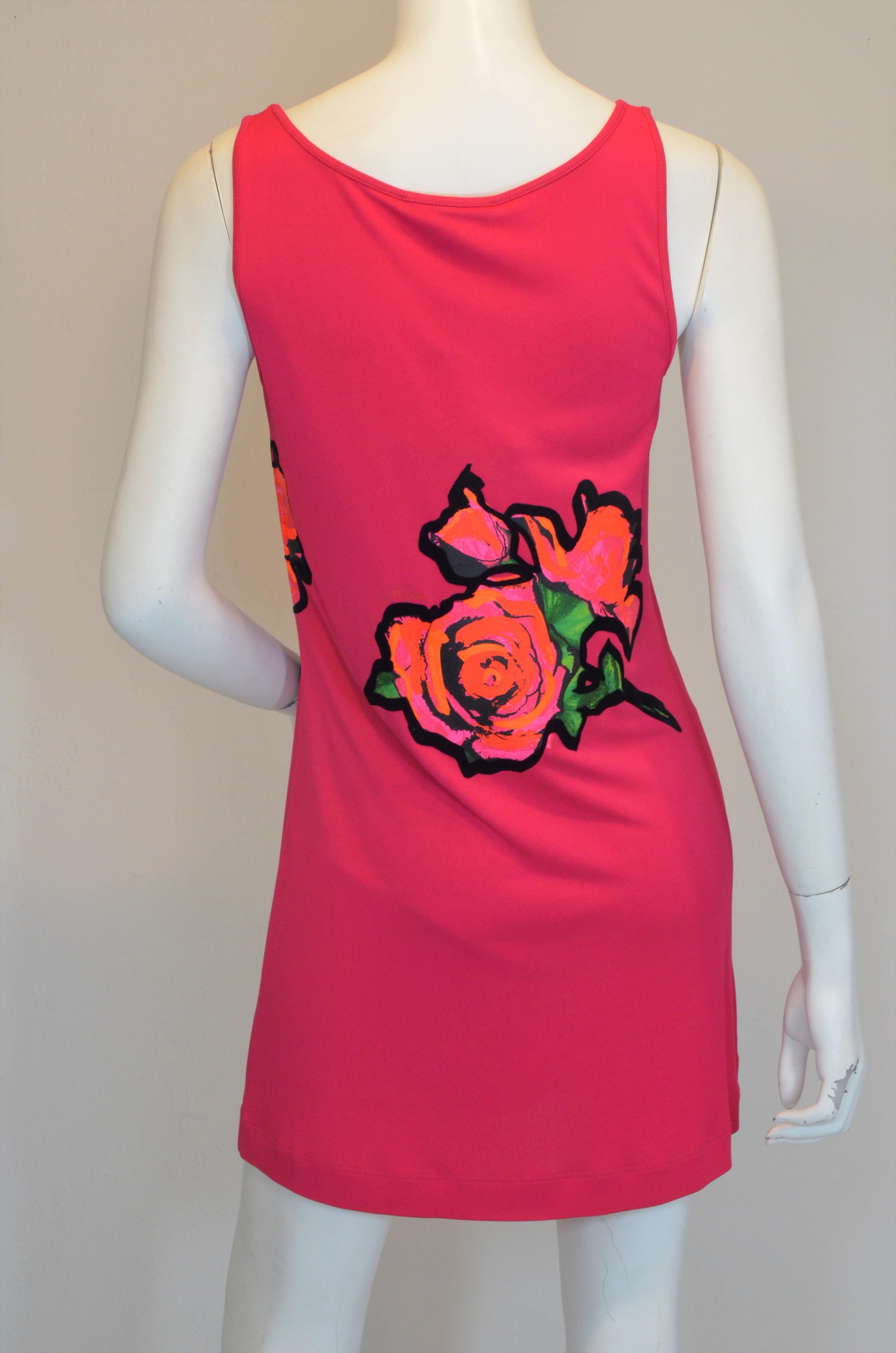 Red Louis Vuitton x Stephen Sprouse Jersey Dress with Flower Motif