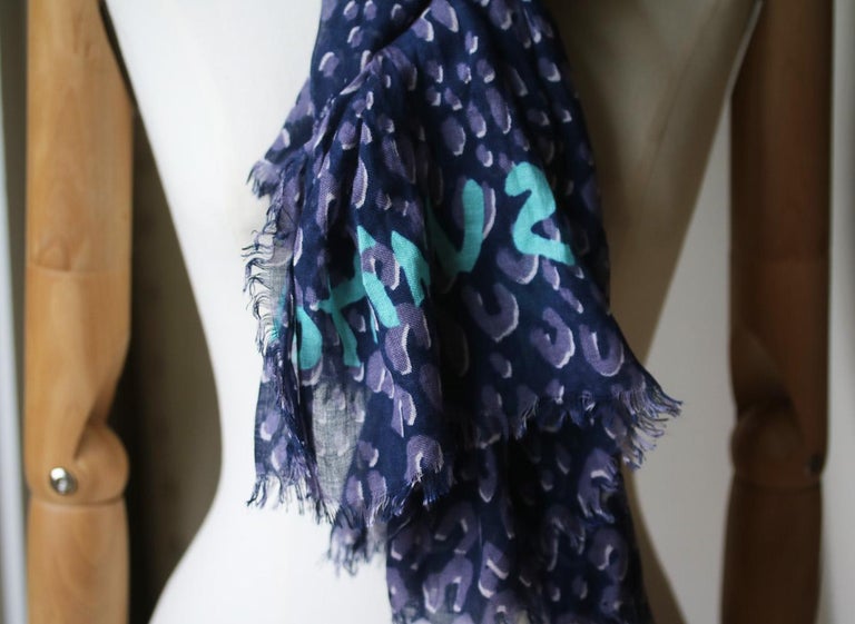 Louis Vuitton Black and Blue Cashmere/Silk Stephen Sprouse Leopard Stole  Scarf - Yoogi's Closet