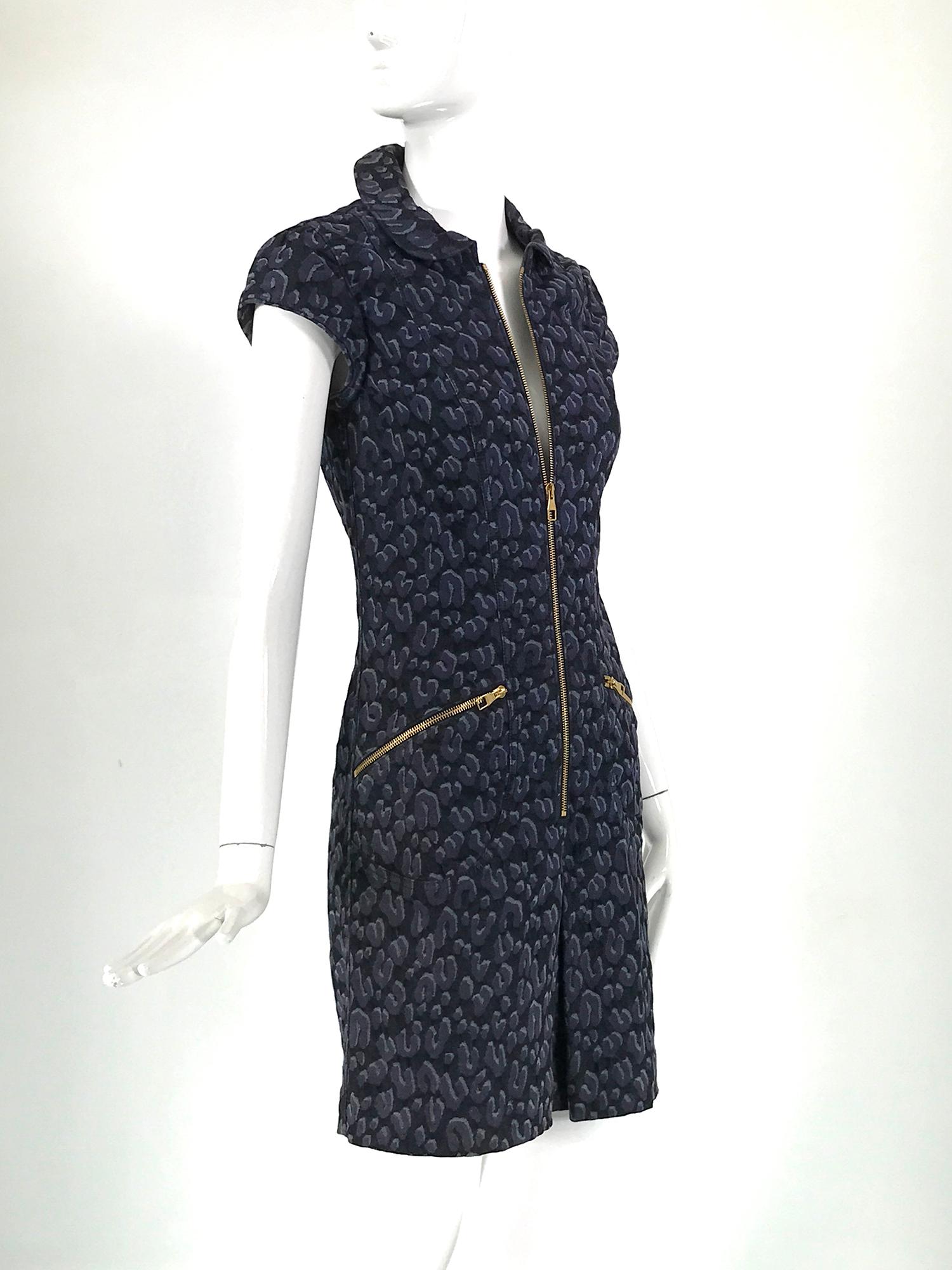 Louis Vuitton X Stephen Sprouse Leopard Print Zipper Front Dress 36 In Good Condition In West Palm Beach, FL