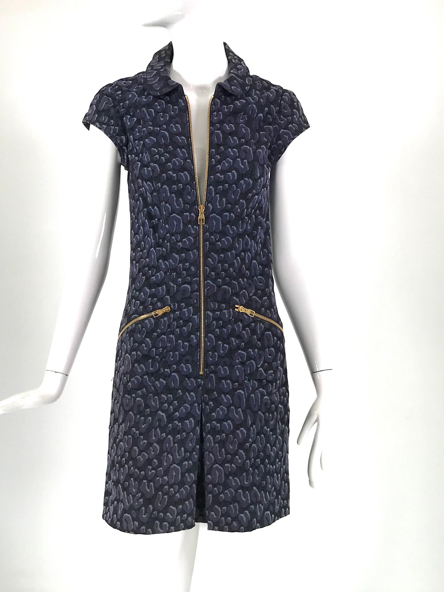 Women's Louis Vuitton X Stephen Sprouse Leopard Print Zipper Front Dress 36