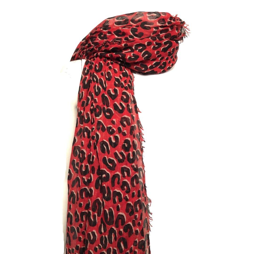 Louis Vuitton Red Navy Blue Leopard Silk Cashmere Stephen Sprouse Scarf  Shawl