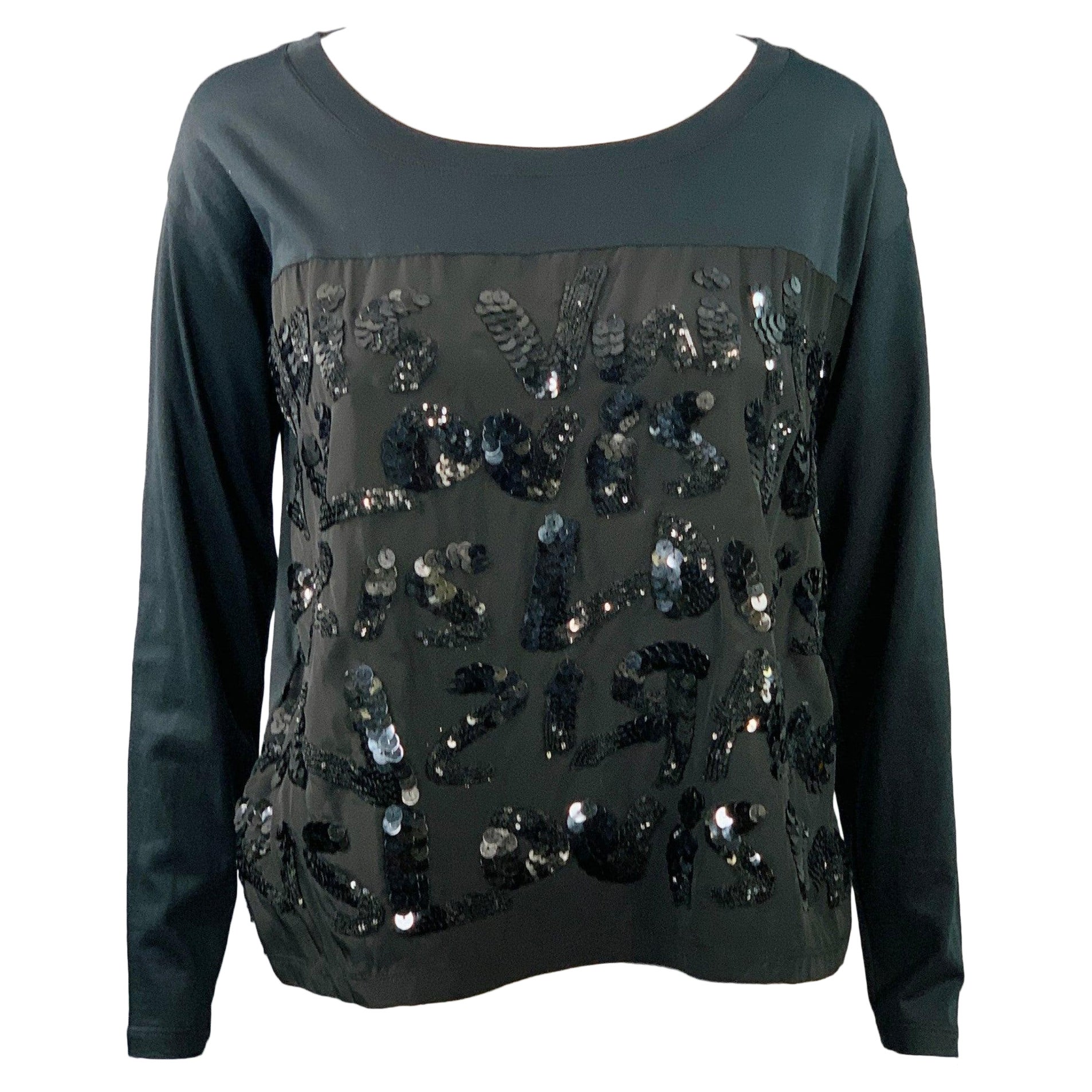 LOUIS VUITTON x STEPHEN SPROUSE Size XS Black Cotton Blend Graffiti Sequined Casual Top in vendita