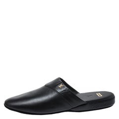 Louis Vuitton x Supreme Black Leather Hugh Flat Slippers Size 39