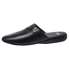 Louis Vuitton x Supreme Black Leather Hugh Flat Slippers Size 39