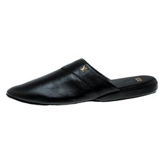 Louis Vuitton x Supreme Black Leather Hugh Flat Slippers Size 42