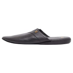 Louis Vuitton x Supreme Black Leather Hugh Mule Flats Size 42