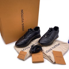 Louis Vuitton x Supreme Black Leather Lace Up Sneakers Shoes Size 44