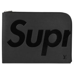 Louis Vuitton x Supreme Pochette Jour GM in pelle di Epi in bianco e nero