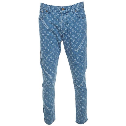 Louis Vuitton x Supreme Blue Monogram Jacquard Denim Jeans 3XL at 1stDibs |  supreme louis vuitton jeans, supreme x louis vuitton jeans, lv supreme jeans