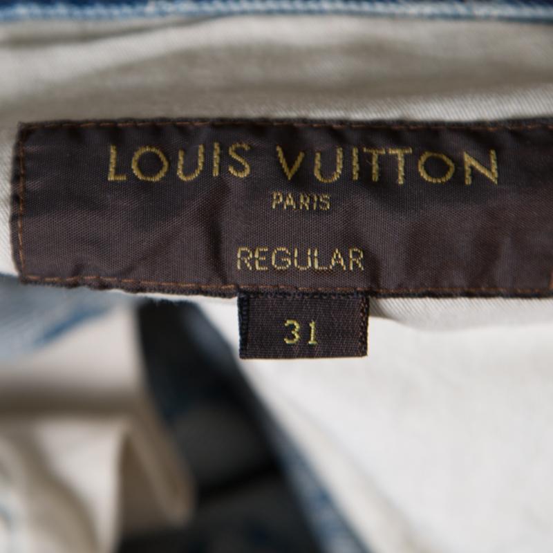 Bleu Louis Vuitton x Supreme Blue Monogram Jacquard Denim Jeans M