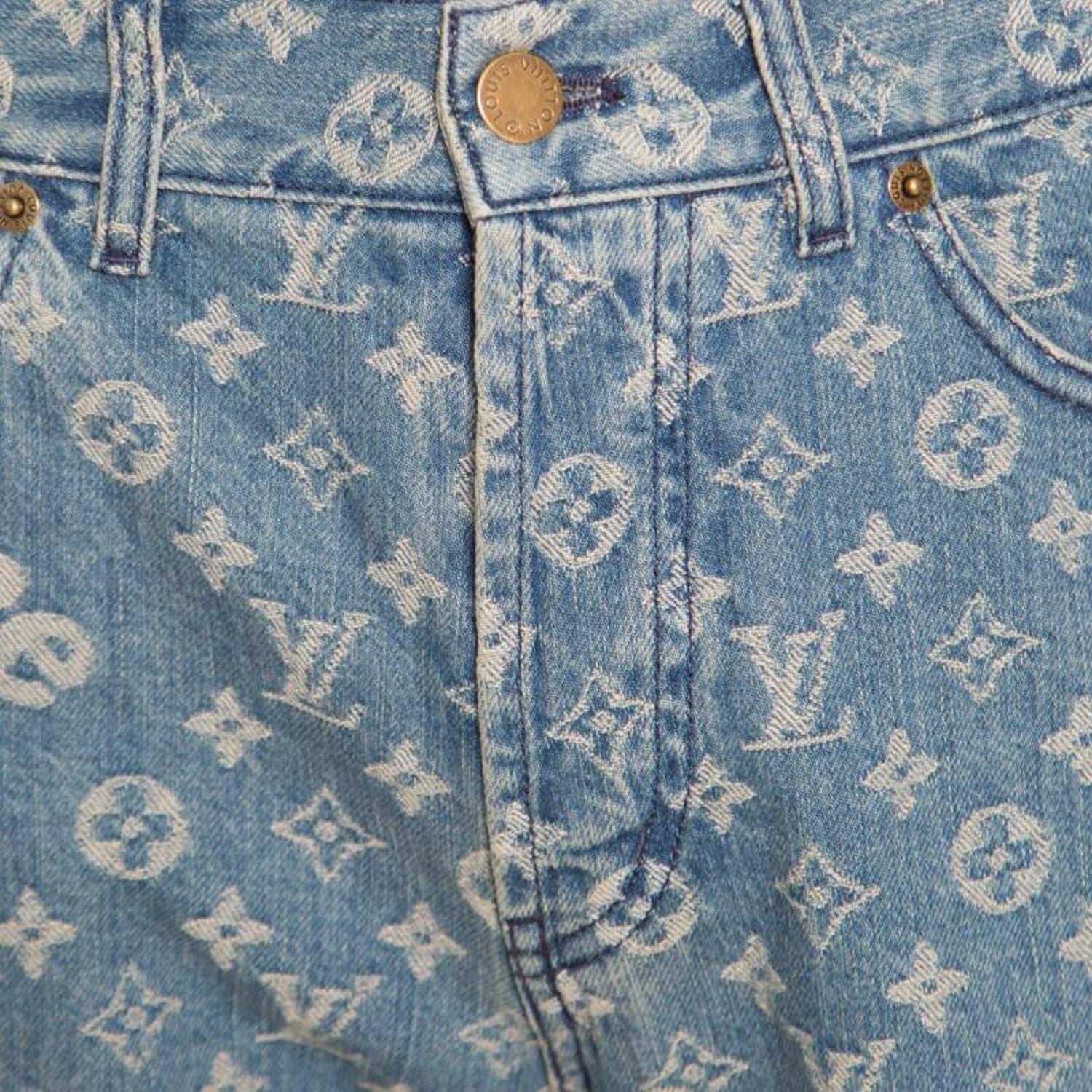 Louis Vuitton x Supreme Blue Monogram Jacquard Denim Jeans M For Sale at  1stDibs | lv print jeans, lv supreme jeans, supreme louis vuitton jeans