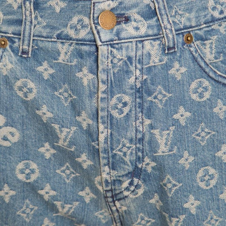 Louis Vuitton x Supreme Blue Monogram Jacquard Denim Jeans M