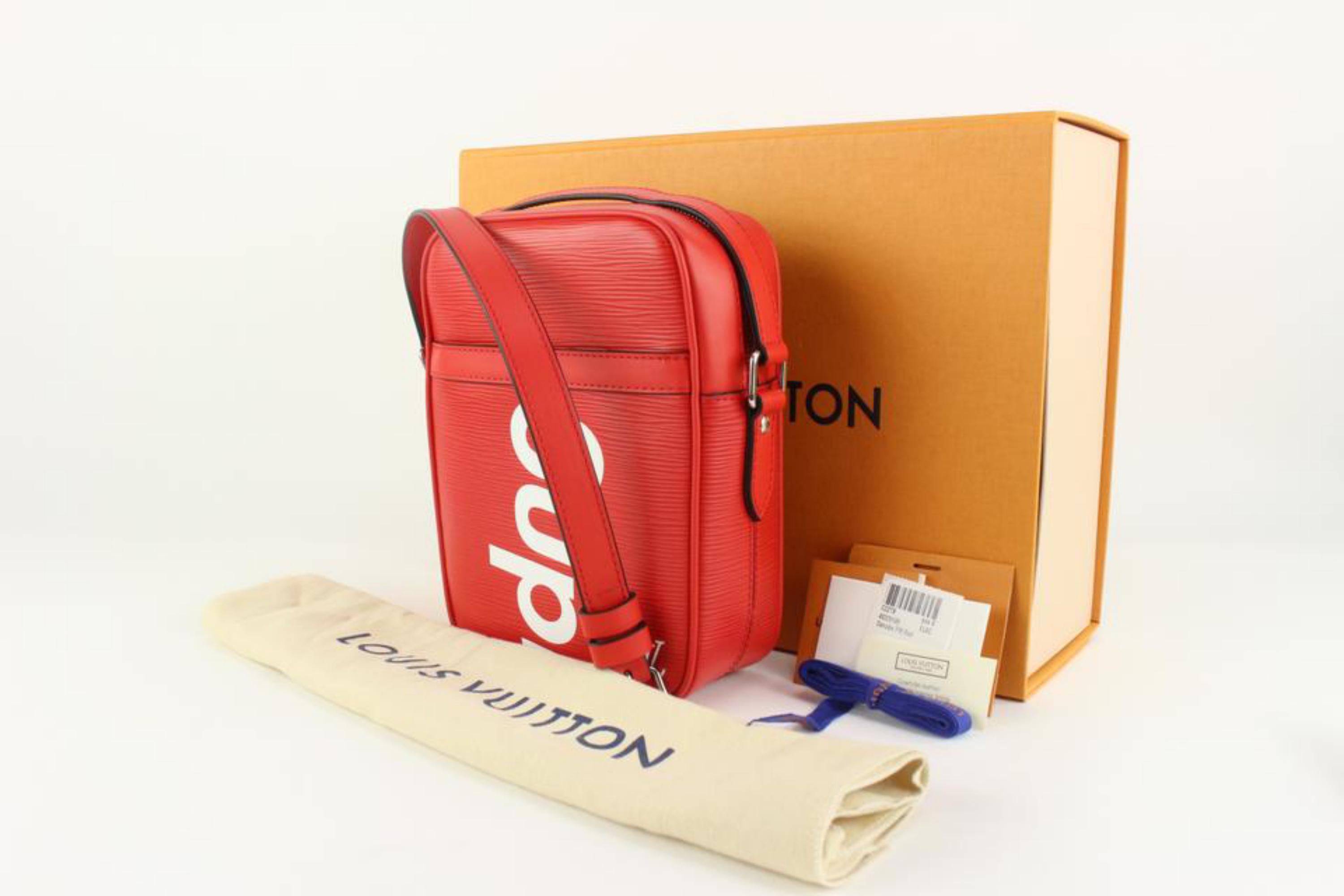 Louis Vuitton x Supreme Brand New LV x Supreme Red Epi Leather Danube 128lv54 For Sale 5