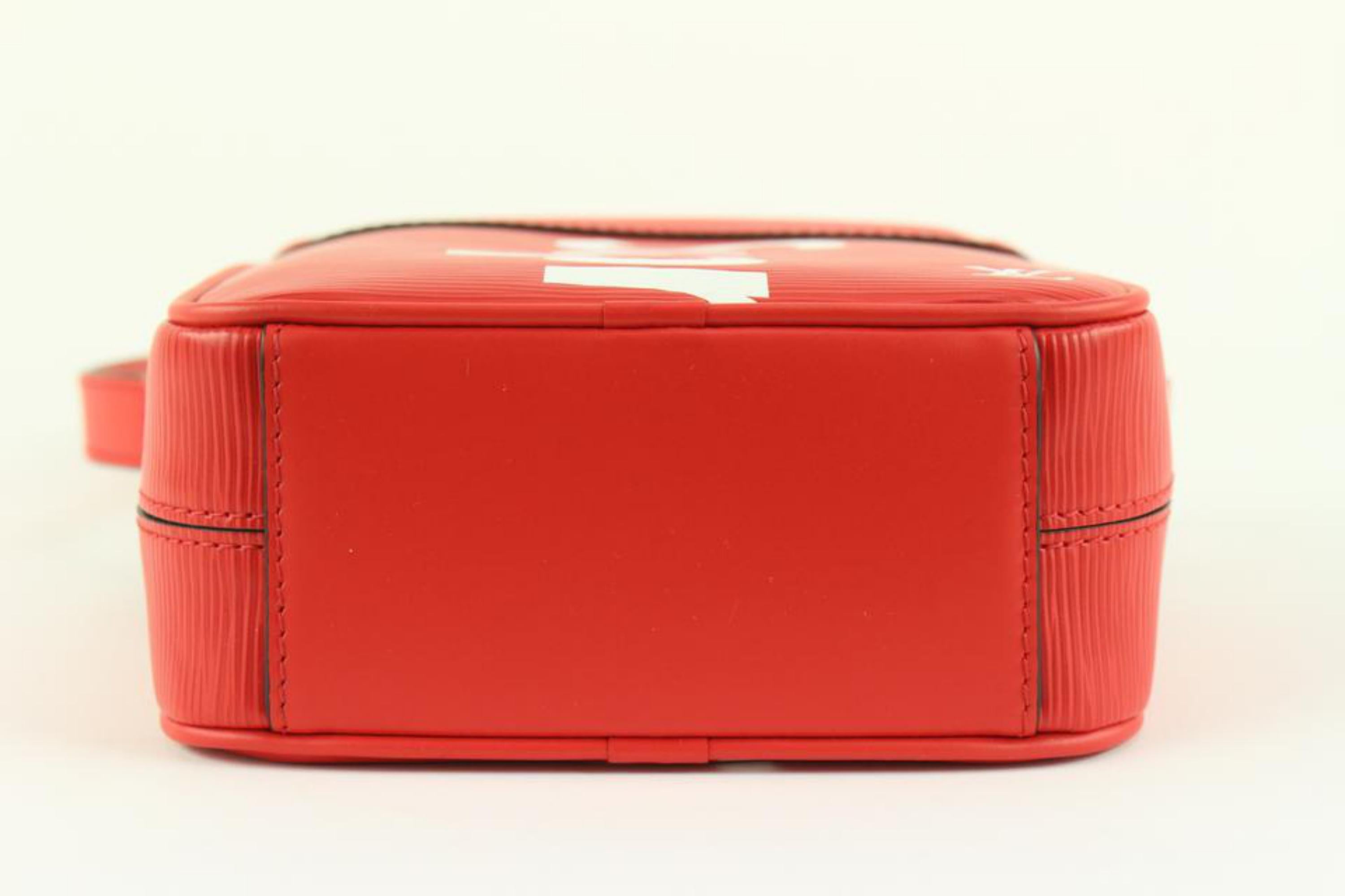 Louis Vuitton x Supreme Brand New LV x Supreme Red Epi Leather Danube 128lv54 For Sale 9