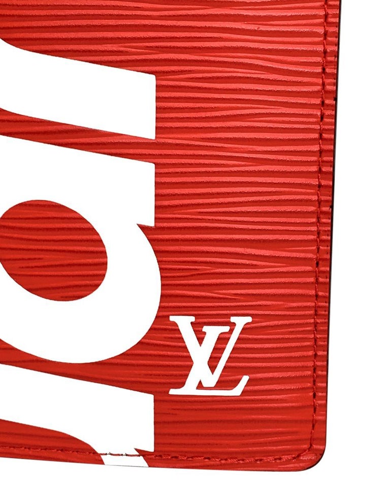 Louis Vuitton Trifold Wallet Epi Supreme 2017AW Chain Red x White