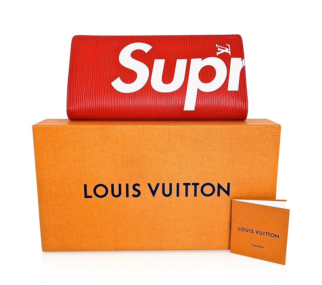 Louis Vuitton x Supreme Brazza Red Epi Leather Bi Fold Wallet at