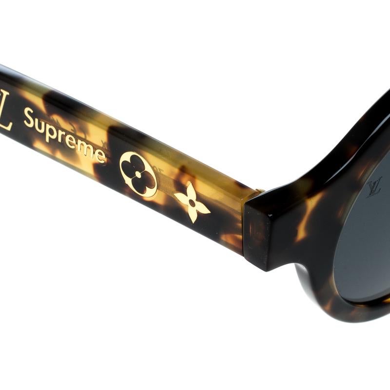 Louis Vuitton x Supreme Brown / Black Z0990W Downtown Round Sunglasses 1