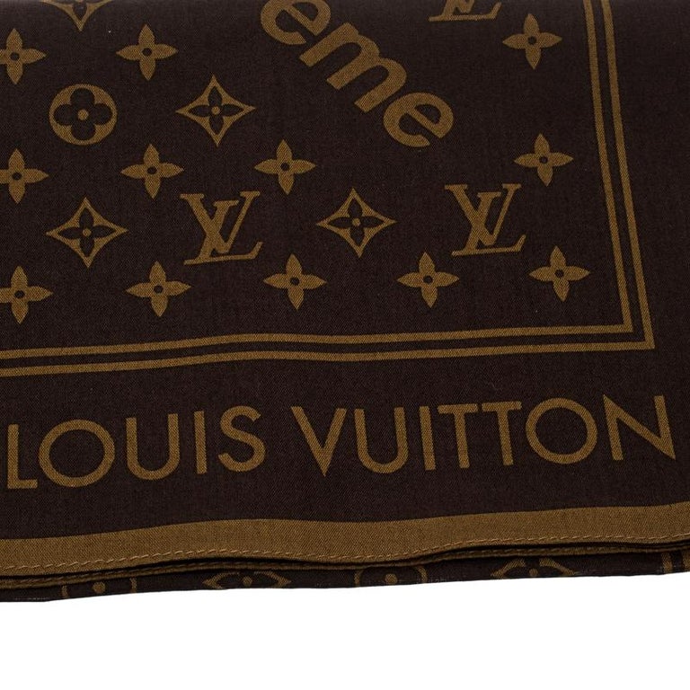 Louis Vuitton x Supreme Brown Monogram Printed Cotton Bandana Scarf For Sale at 1stdibs