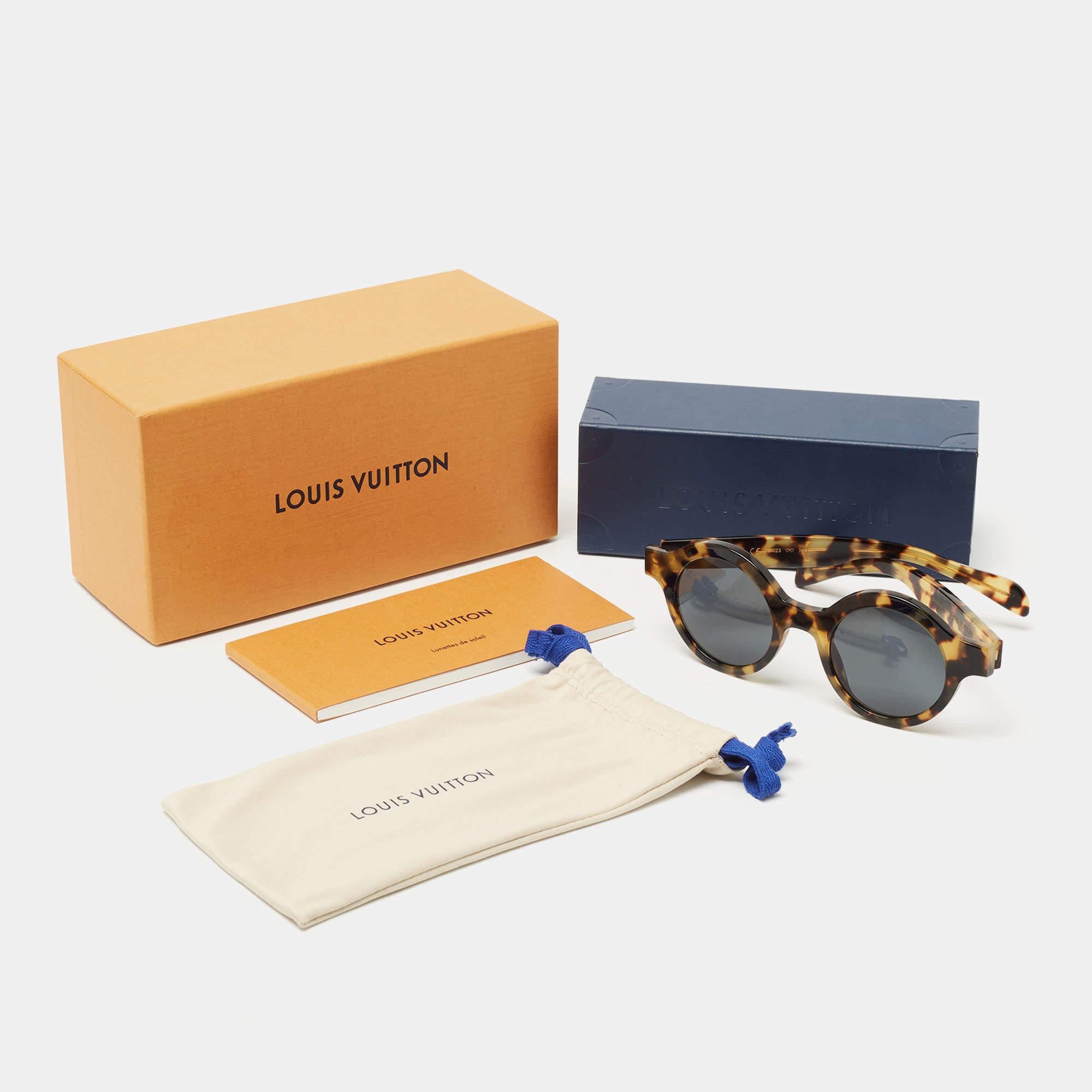 Men's Louis Vuitton x Supreme Brown Tortoise Z0990W Downtown Round Sunglasses