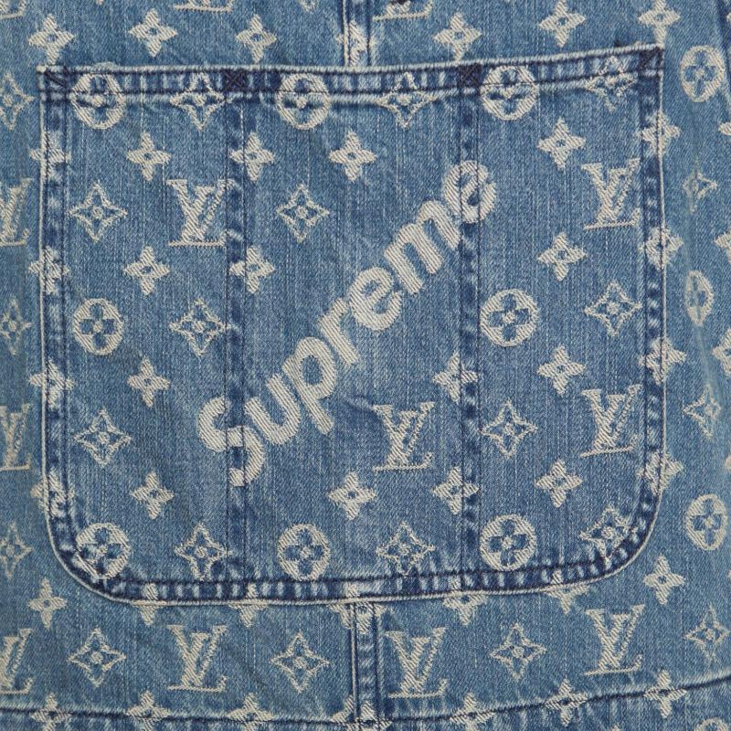 Louis Vuitton x Supreme Indigo Monogram Jacquard Denim Overalls XS For Sale  at 1stDibs | supreme louis vuitton overalls, louis vuitton overalls, supreme  overalls