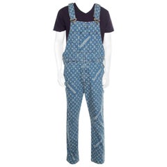 Louis Vuitton x Supreme Indigo Monogram Jacquard Denim Overalls XS