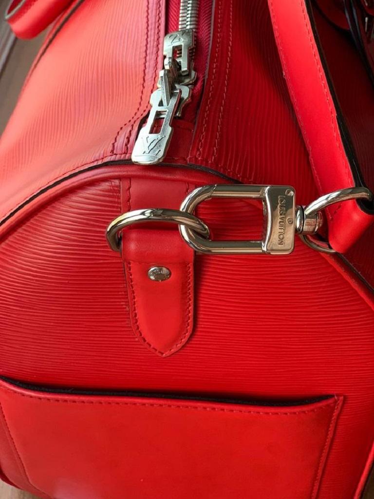 Brown Louis Vuitton x Supreme Keepall Bandouliere 45 with Strap X333 Red Epi Leather